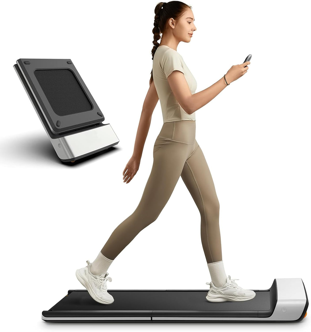 WalkingPad P1 Folding Treadmill - Under Desk Treadmill for Home Office, Portable Walking Pad Foldable with Remote Control & App Speed 0.5-6km/h, No Assembly