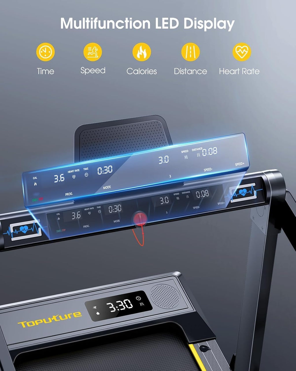 Folding Treadmill with 12% Incline, 4 in 1 Treadmills for Home/Office, Heart Rate, 16KM/H Portable Treadmill, 2.5HP Under Desk Walking Pad, Dual LED Screen, App, Bluetooth Speaker