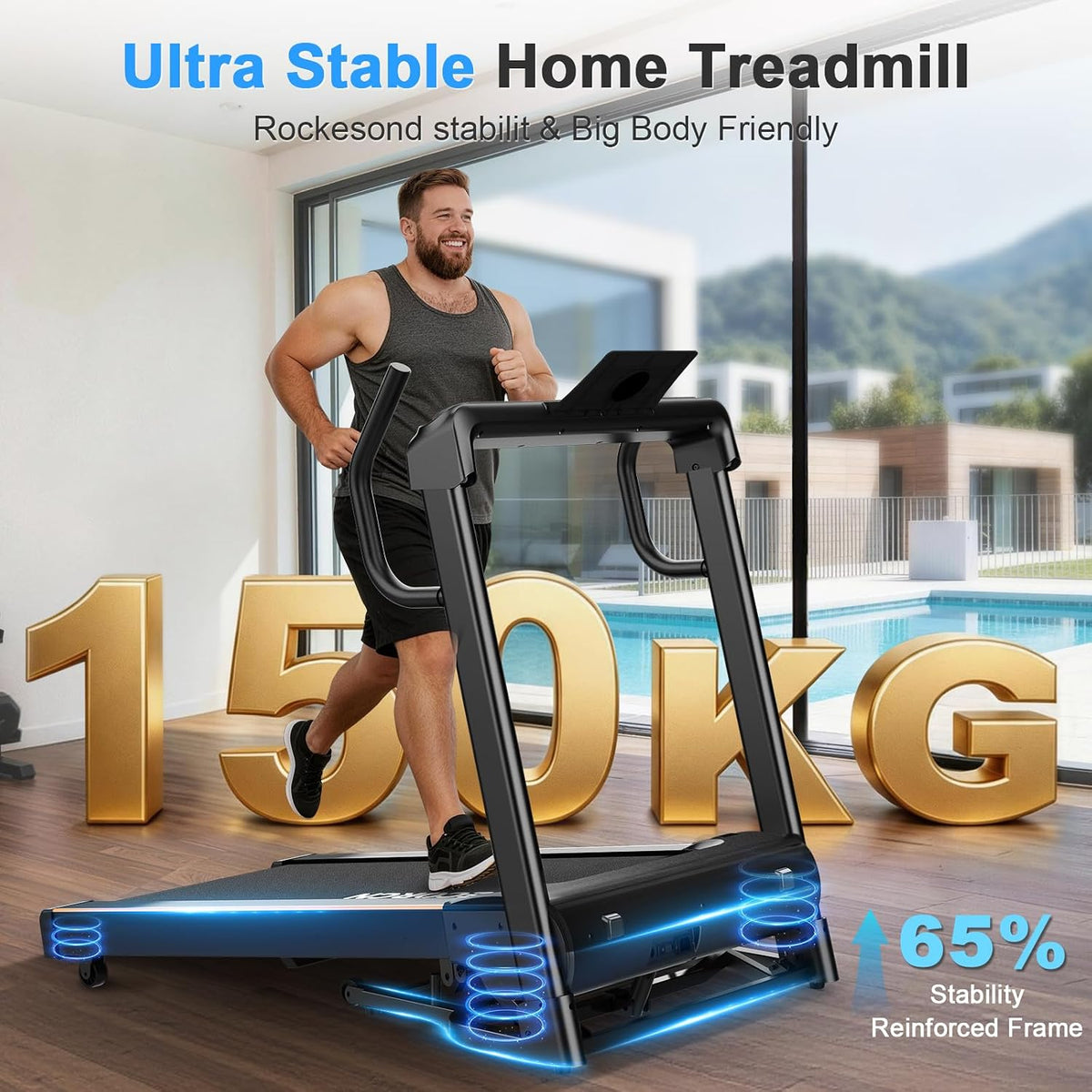 Treadmills for Home Foldable,4.5HP,20 Level Auto Incline,150KG Duty