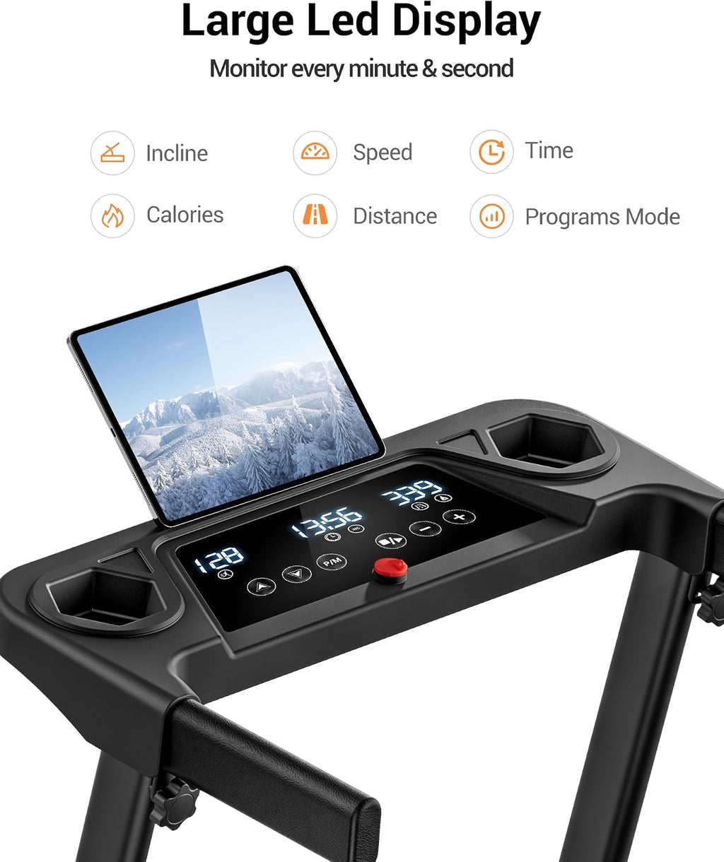 Foldable Walking Pad with 15% Auto Incline, 12KM/H Treadmill Max. 180KG