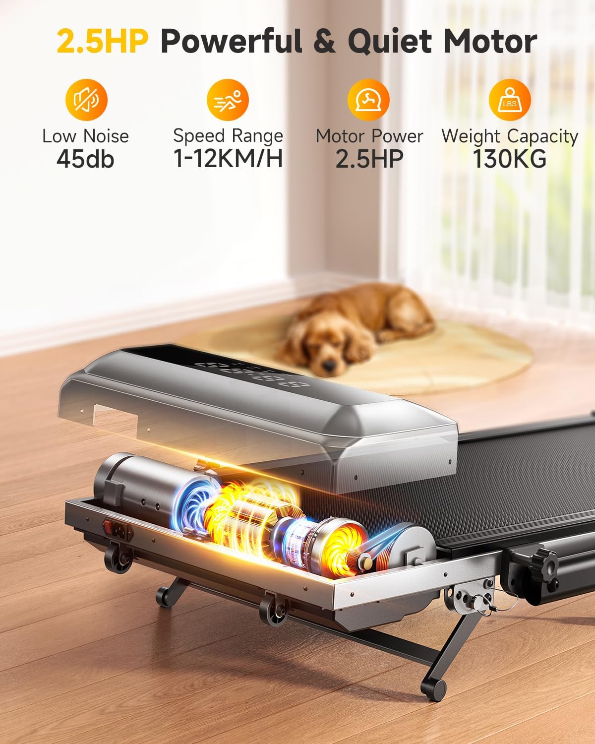 Folding Treadmill with 1%-6%-12% Incline, Treadmills for Home with 115 CM Retractable Handrail, 95°-105° Adjustable Tilt Angle, 12 KM/H Under Desk Walking Pad Treadmills, App, Remote & LED Display