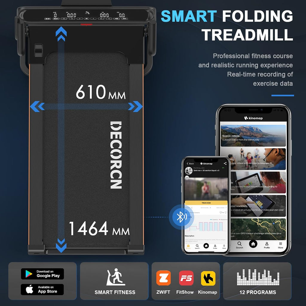 Foldable Treadmill,4.5HP,20 Level Auto Incline,16km/h,150KG limited