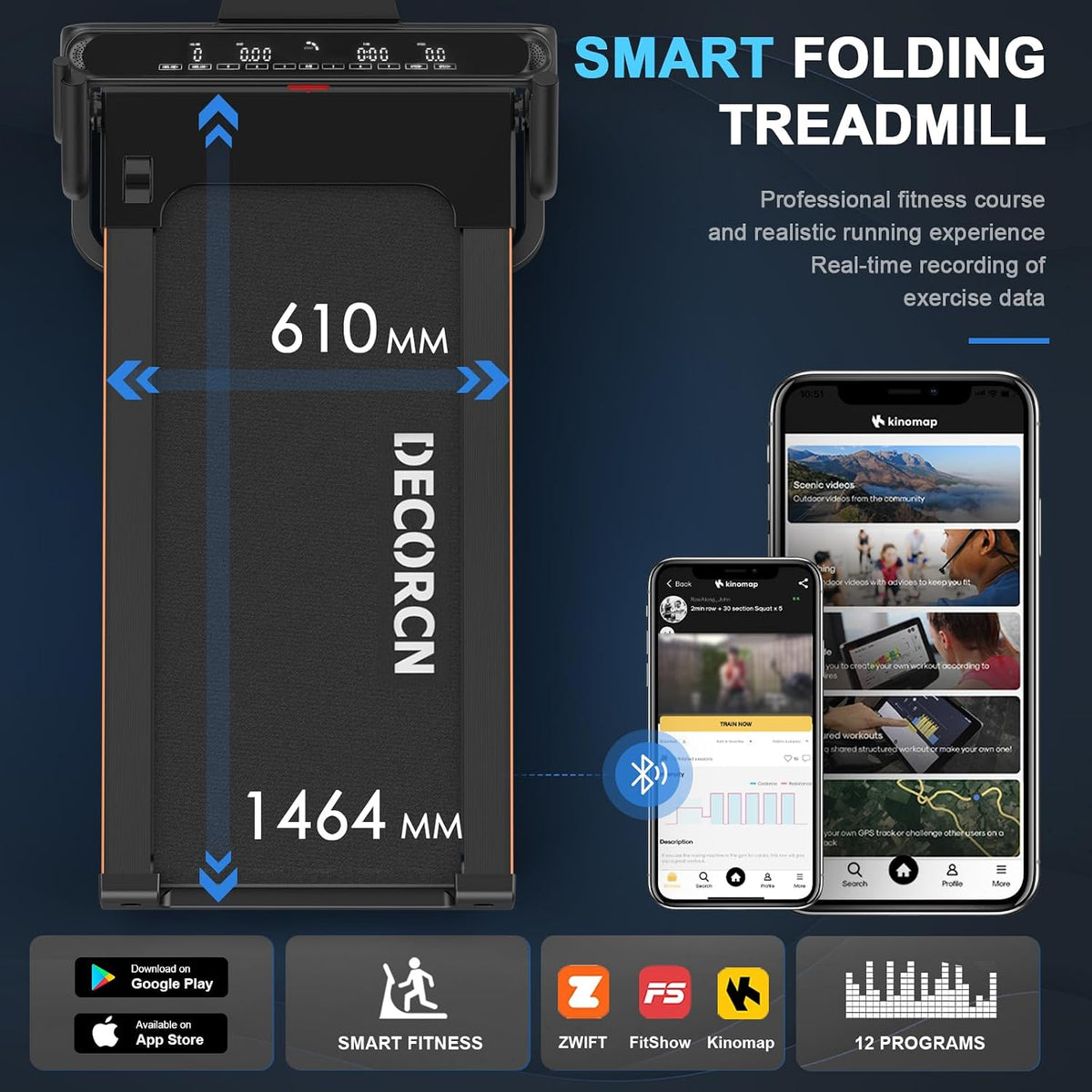 Foldable Treadmill,4.5HP,20 Level Auto Incline,16km/h,150KG limited