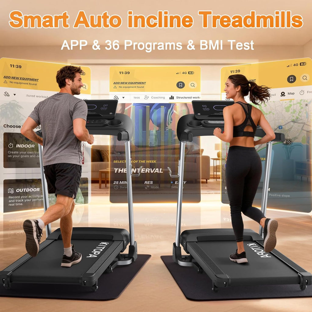 KITOPA Foldable Treadmill for Home 20km/H 18% Auto Incline 180KG Heavy Duty