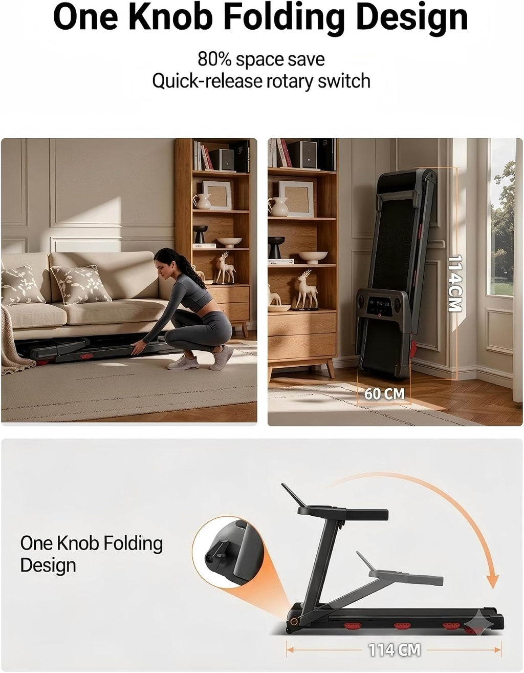 Foldable Walking Pad with 15% Auto Incline, 12KM/H Treadmill Max. 180KG