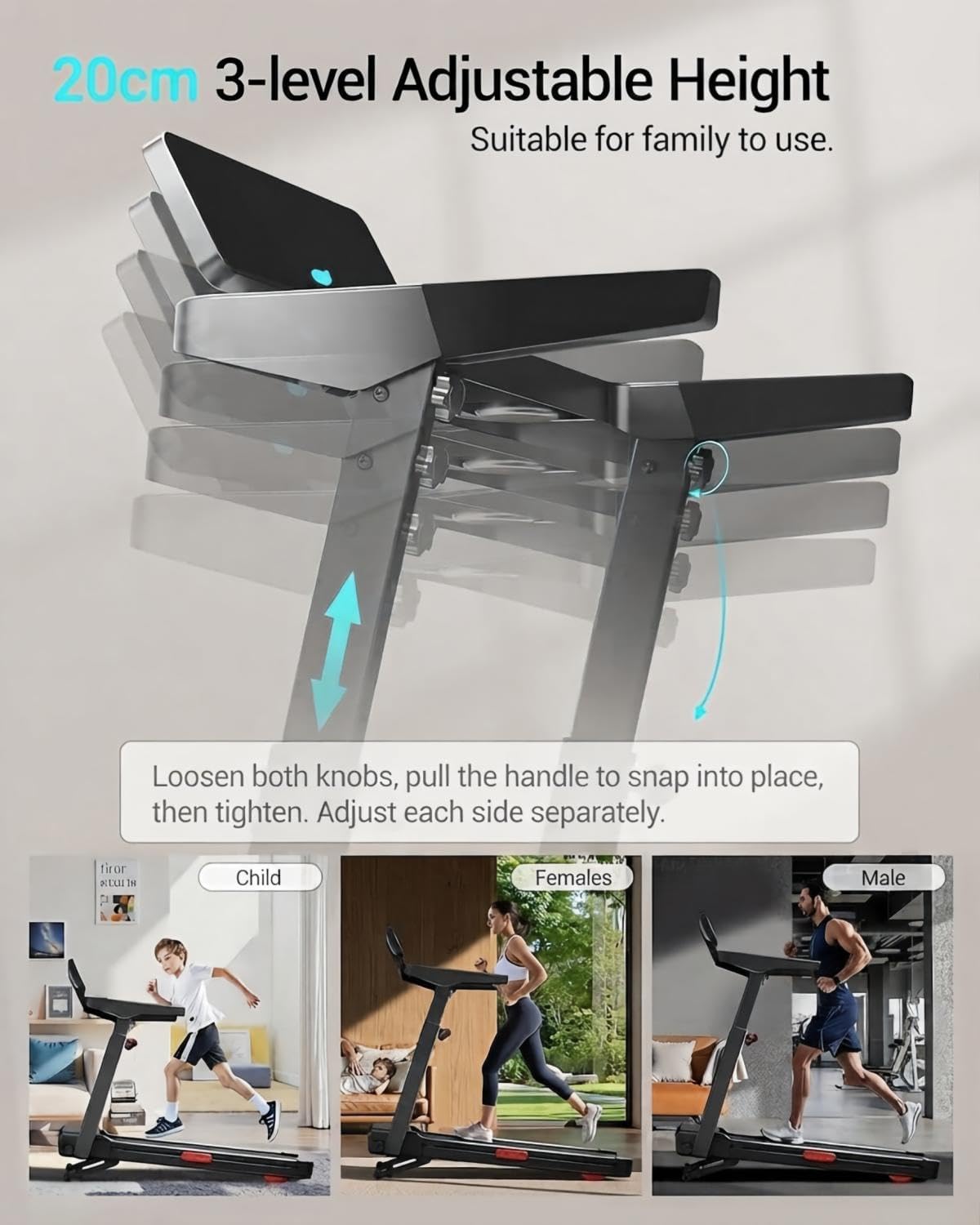 Foldable Walking Pad with 20% Incline, 3.5HP Motor Treadmill For Home