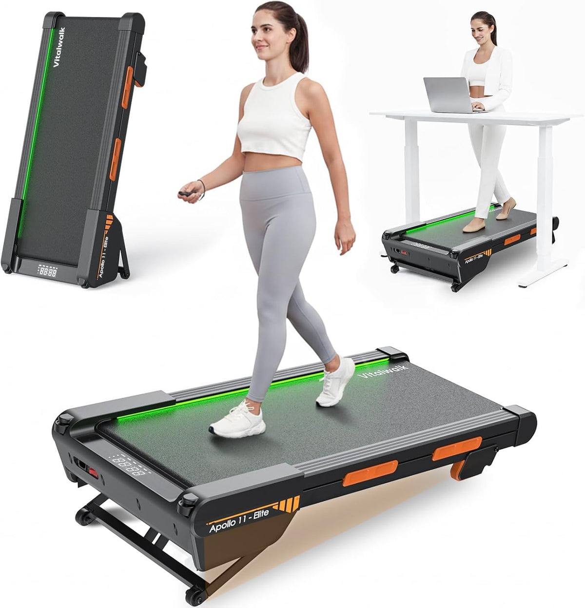 Vitalwalk Walking Pad treadmill with Wide Belt and Auto Incline, Heavy-Duty Under Desk Treadmill for Home and Office, Quiet Operation, Vertical Storage for Small Spaces