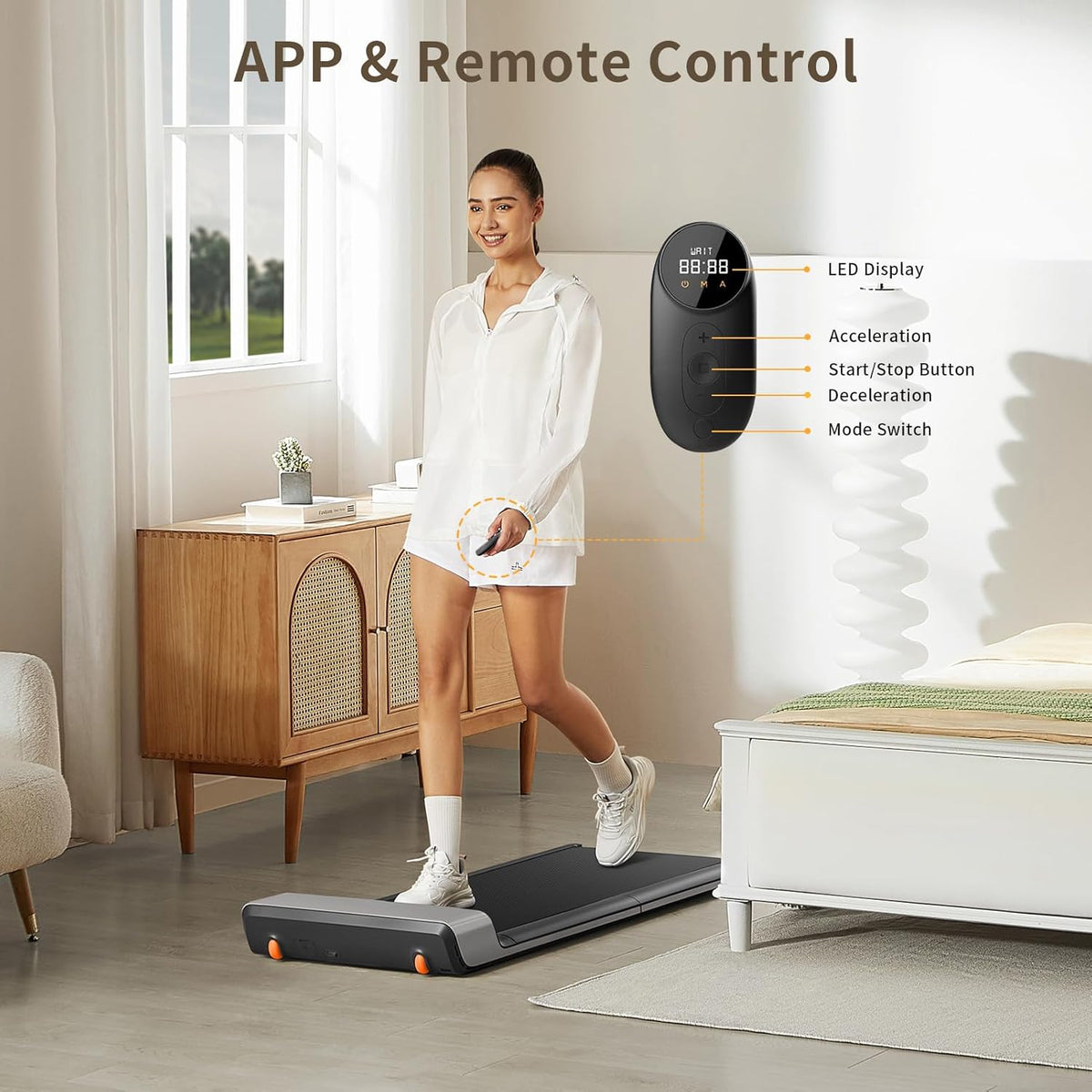 WalkingPad P1 Folding Treadmill - Under Desk Treadmill for Home Office, Portable Walking Pad Foldable with Remote Control & App Speed 0.5-6km/h, No Assembly