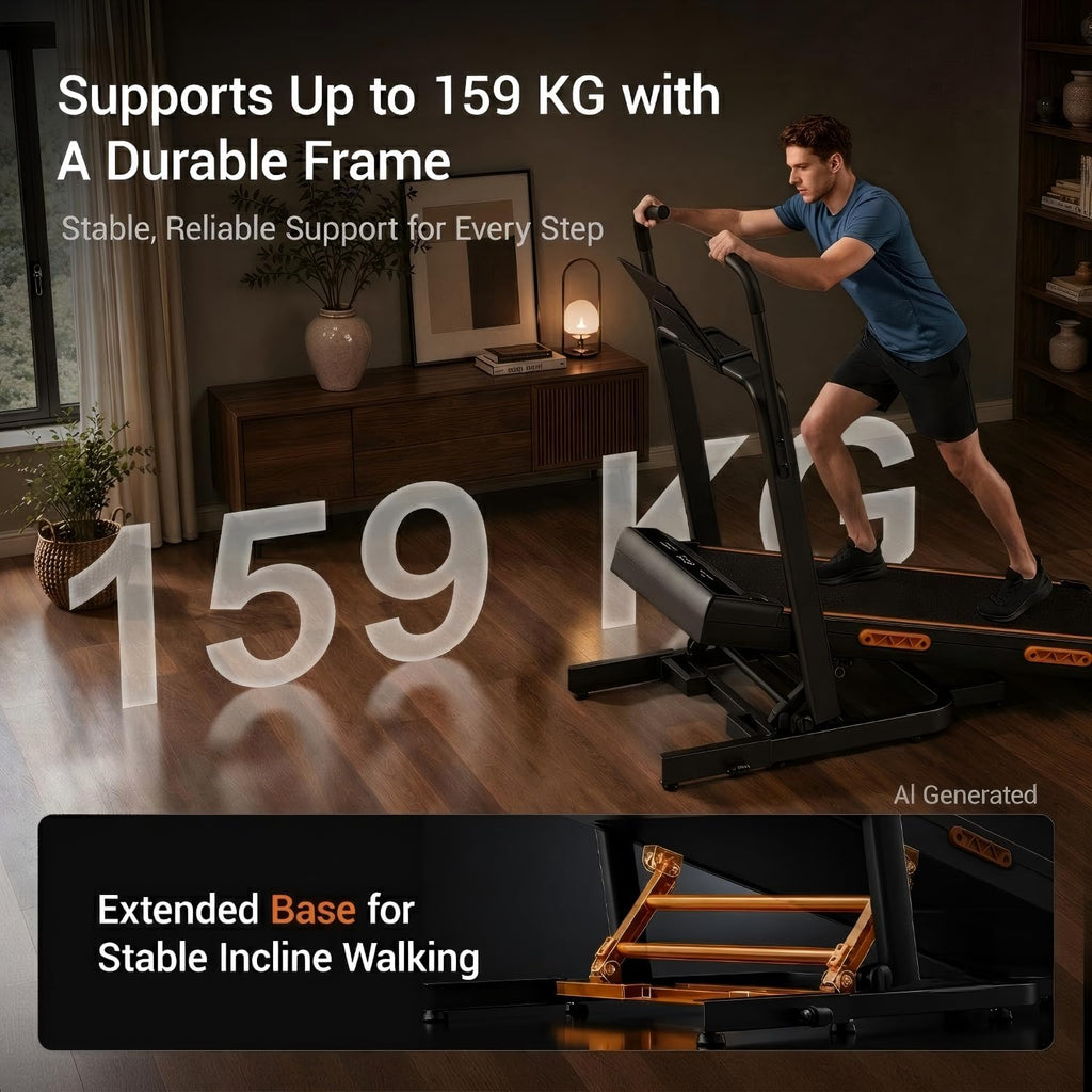 40% Manual Incline Walking Pad, 1-10KM/H Treadmills for Home, Max.159KG