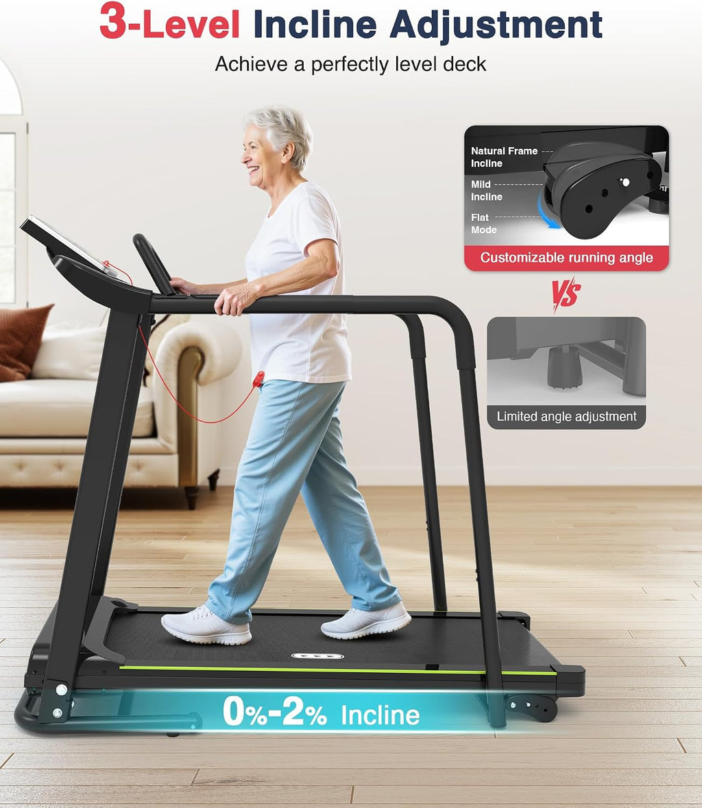 Redliro Walking Treadmill for Seniors with Long Handrails for Home
