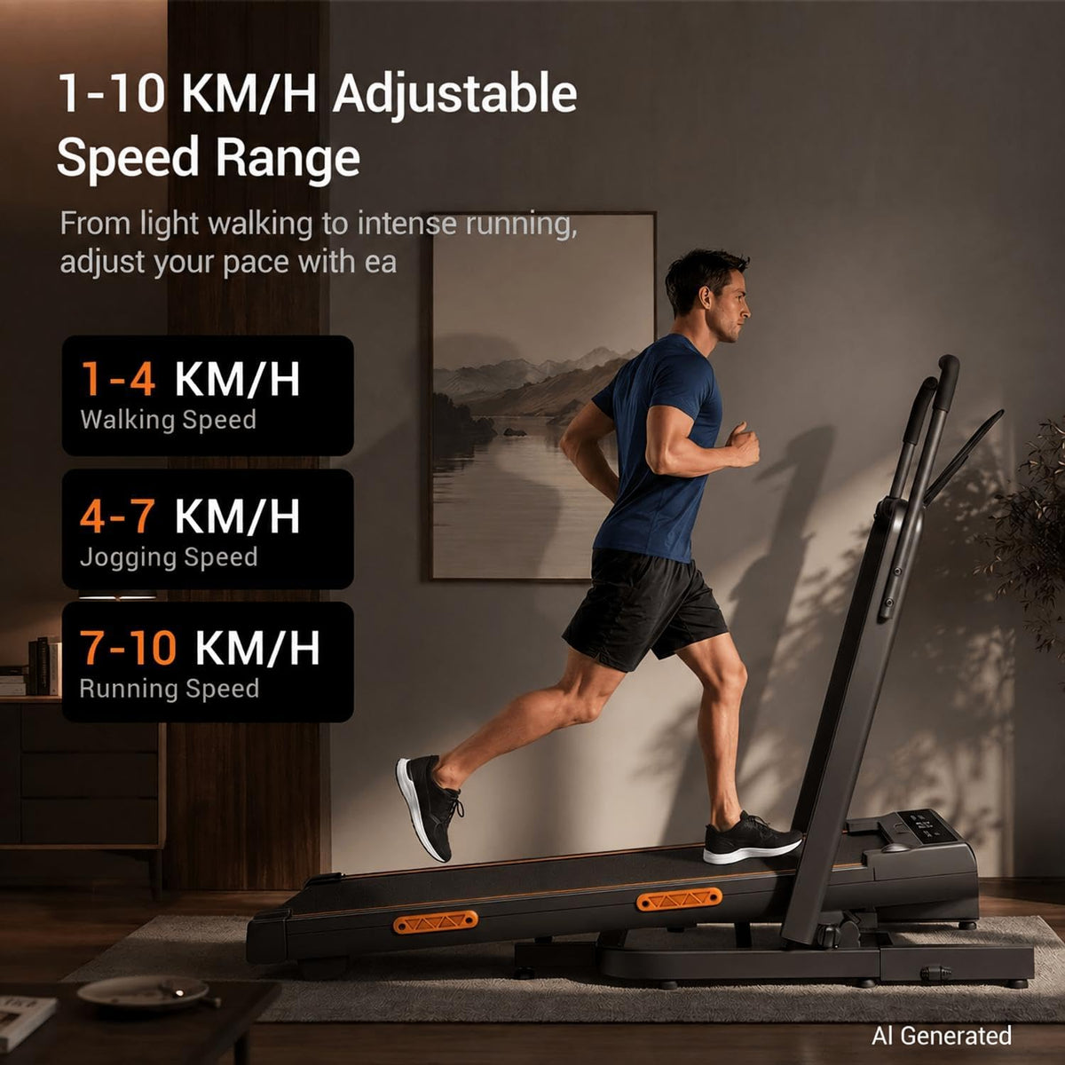 40% Manual Incline Walking Pad, 1-10KM/H Treadmills for Home, Max.159KG