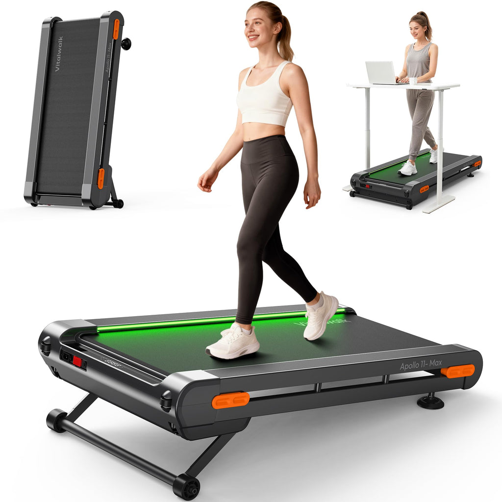 Vitalwalk Walking Pad treadmill with Wide Belt and Auto Incline, Heavy-Duty Under Desk Treadmill for Home and Office, Quiet Operation, Vertical Storage for Small Spaces