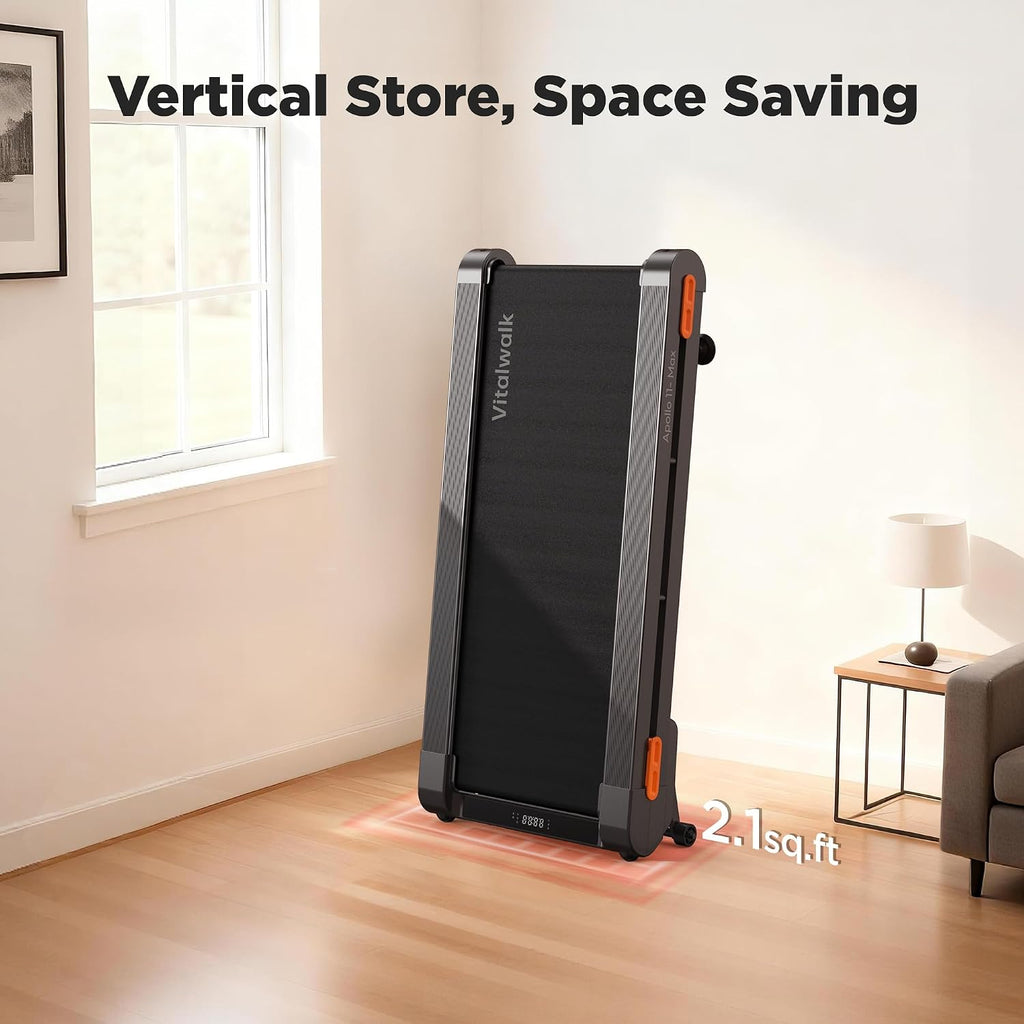 Vitalwalk Walking Pad treadmill with Wide Belt and Auto Incline, Heavy-Duty Under Desk Treadmill for Home and Office, Quiet Operation, Vertical Storage for Small Spaces