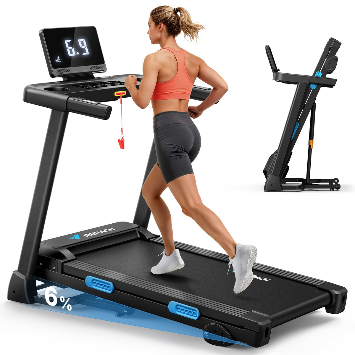 MERACH Performance Folding Treadmill for Home with Reinforced Steel Frame