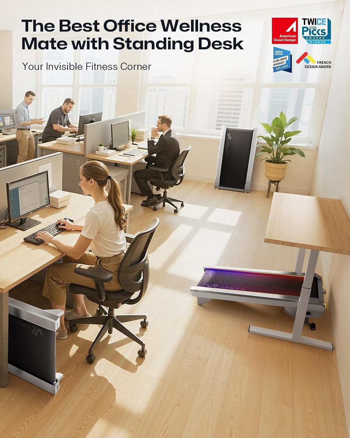 Urevo CyberPad Smart Treadmill, Under Desk Treadmill for Office