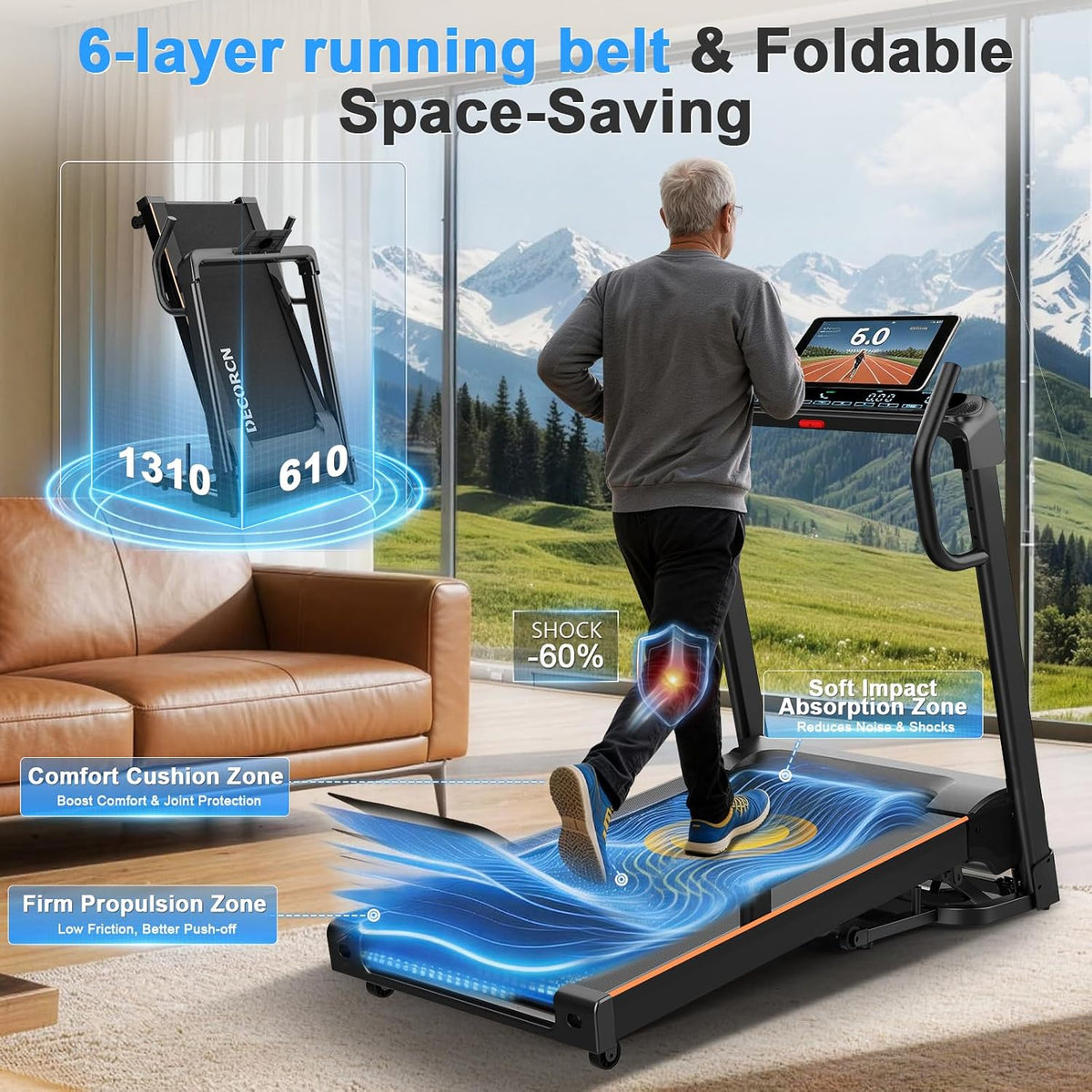 Treadmills for Home Foldable,4.5HP,20 Level Auto Incline,150KG Duty
