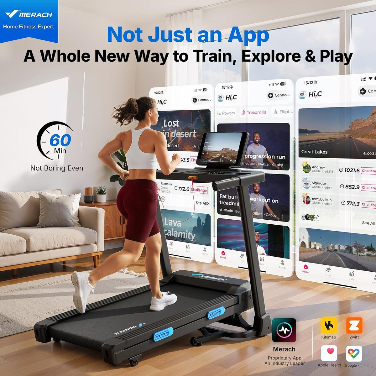 MERACH Performance Folding Treadmill for Home with Reinforced Steel Frame