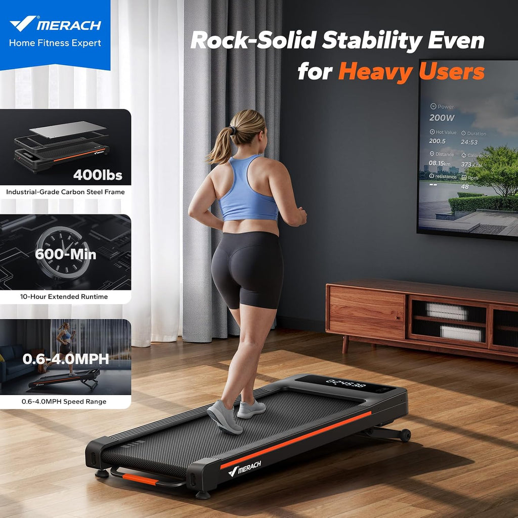 MERACH Heavy Duty Walking Pad Treadmill with 10%-12% Auto Incline