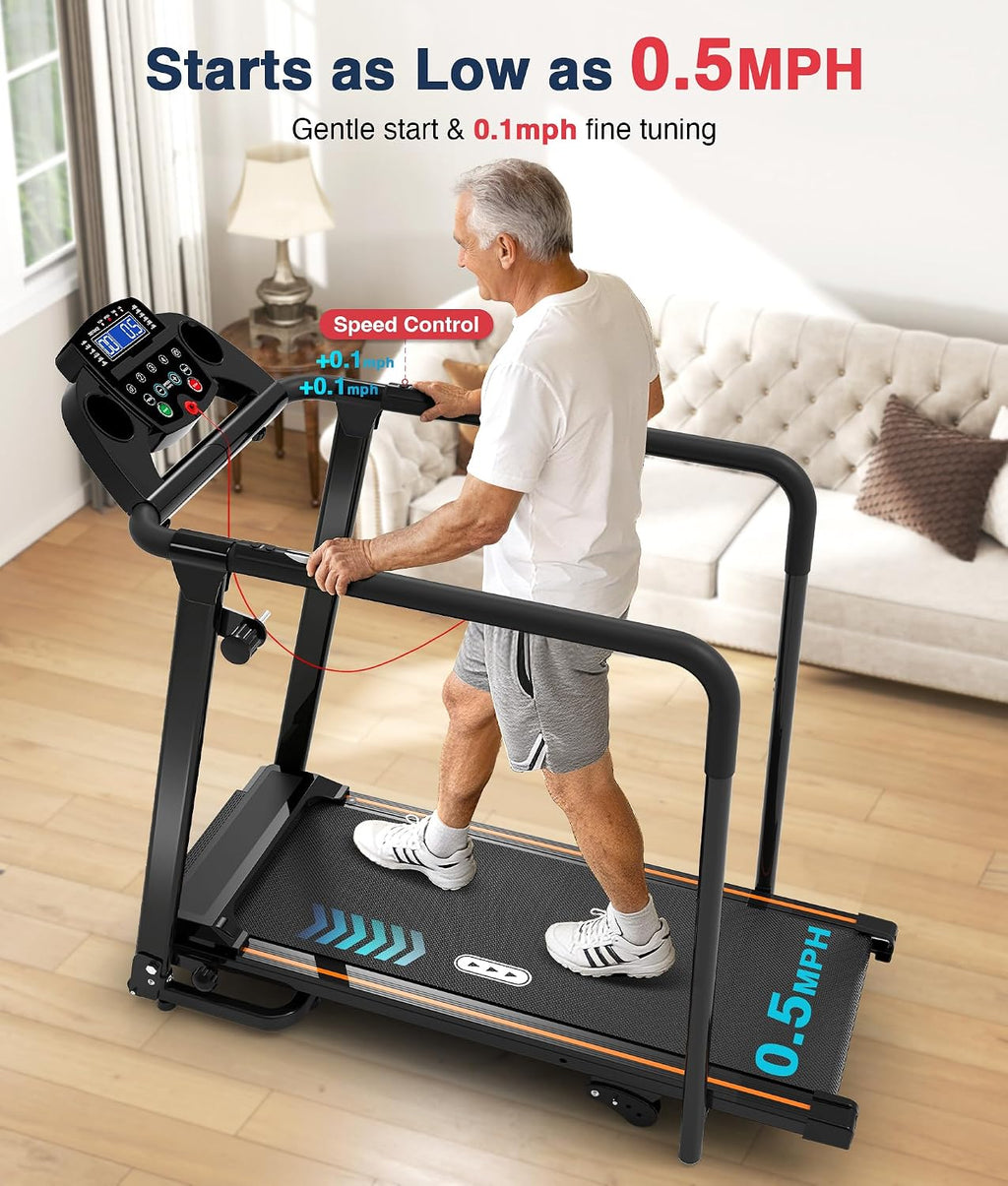 Redliro Treadmill for Seniors with Long Handrail-Walking Treadmill for Home