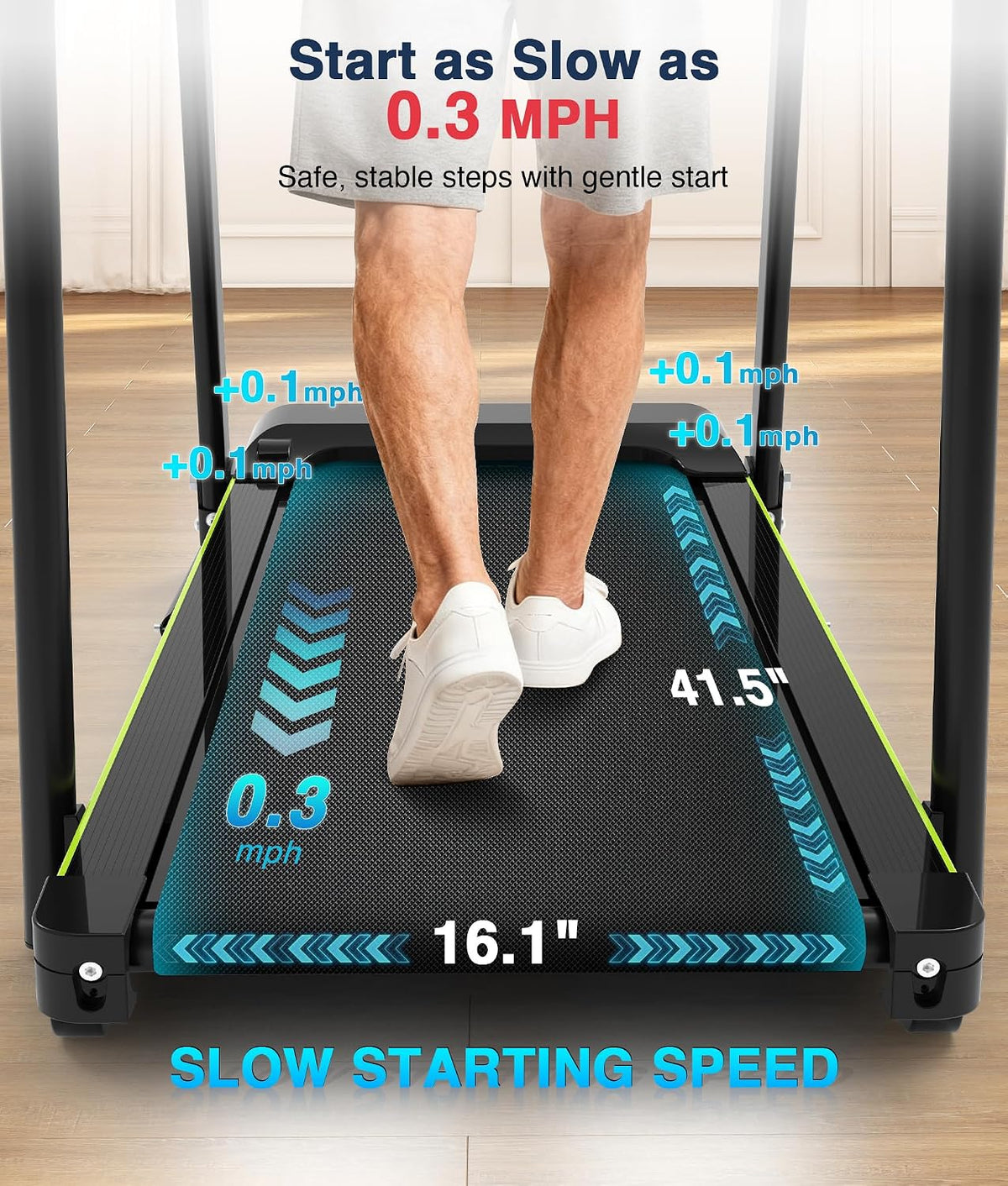 Redliro Walking Treadmill for Seniors with Long Handrails for Home