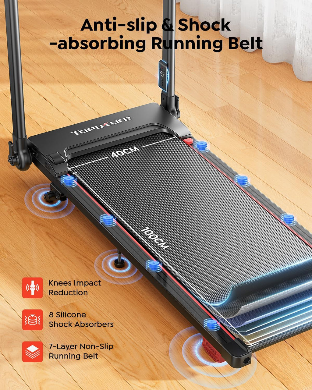 Toputure 6 in 1 Folding Treadmill with Retractable Handrail, 1%-5%-10% Incline Walking Pad Treadmills for Home, 1-12KM/H Foldable Treadmill with Table, Cup Holder, App, Magnetic Remote & LED Display