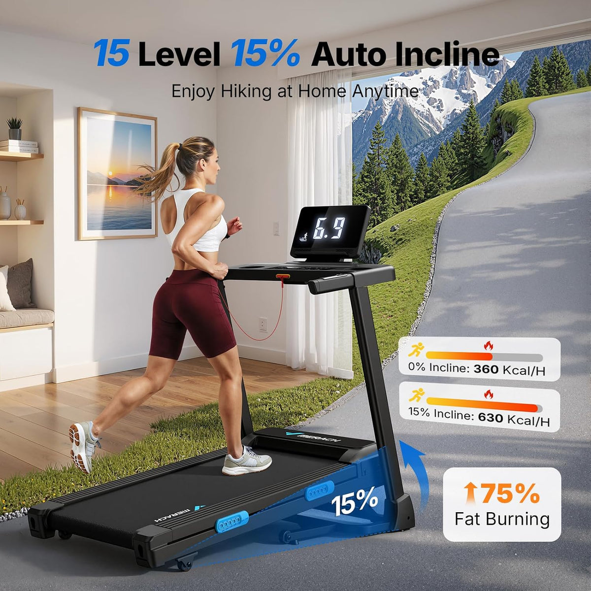 MERACH Performance Folding Treadmill for Home with Reinforced Steel Frame