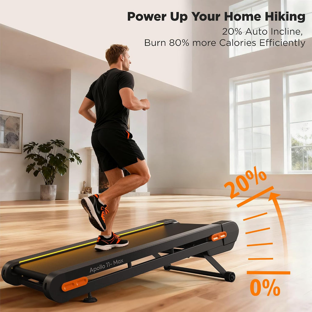 Vitalwalk Walking Pad treadmill with Wide Belt and Auto Incline, Heavy-Duty Under Desk Treadmill for Home and Office, Quiet Operation, Vertical Storage for Small Spaces