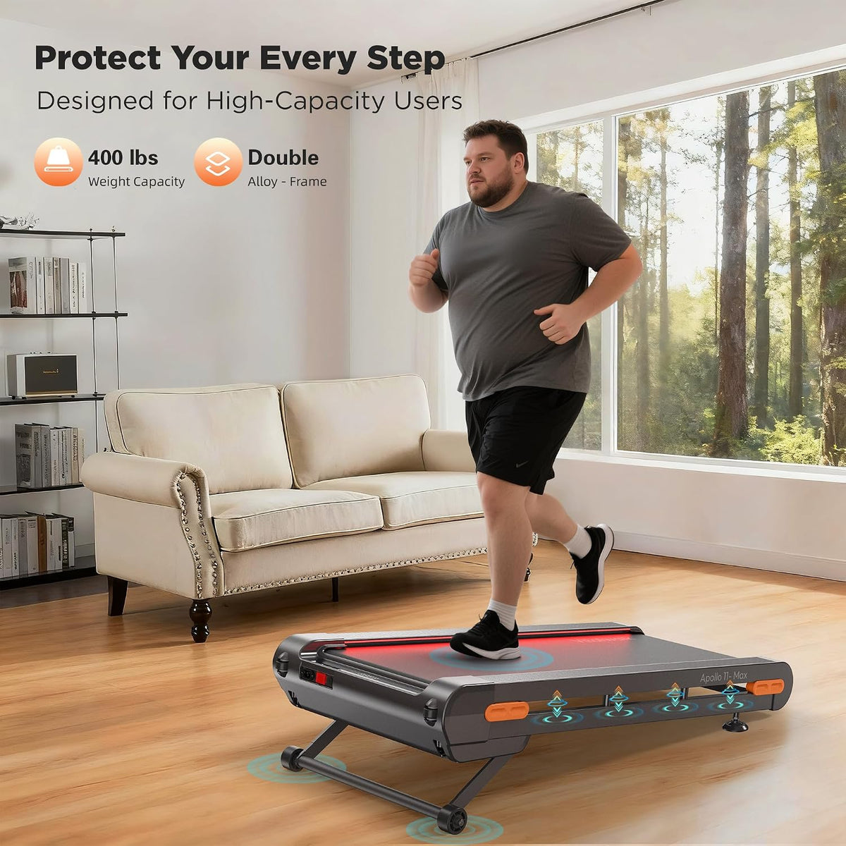 Vitalwalk Walking Pad treadmill with Wide Belt and Auto Incline, Heavy-Duty Under Desk Treadmill for Home and Office, Quiet Operation, Vertical Storage for Small Spaces
